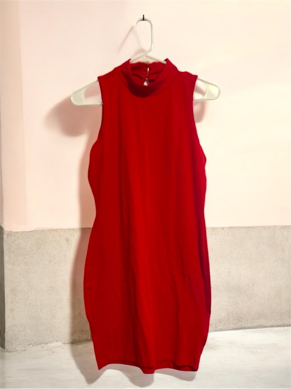 VENUS Sleeveless High Neck Mini Dress in Red